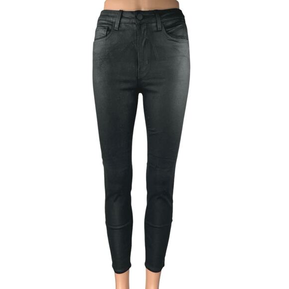 L'agence Women's Black Coated Faux Leather High Waist Skinny Jeans Pants Size 27 - Picture 1 of 5